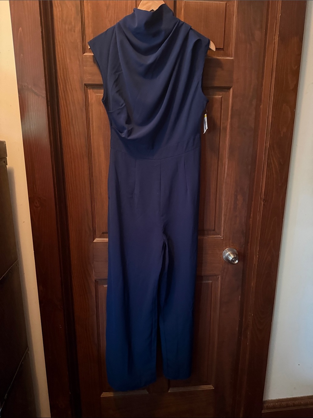 Sleeveless Navy Draped Jumpsuit NWT Size M